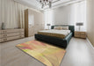 Patterned Yellow Orange Rug in a Bedroom, pat2090brn