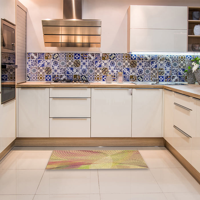 Patterned Yellow Orange Rug in a Kitchen, pat2090brn