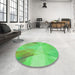 Round Patterned Neon Green Rug in a Office, pat2090grn