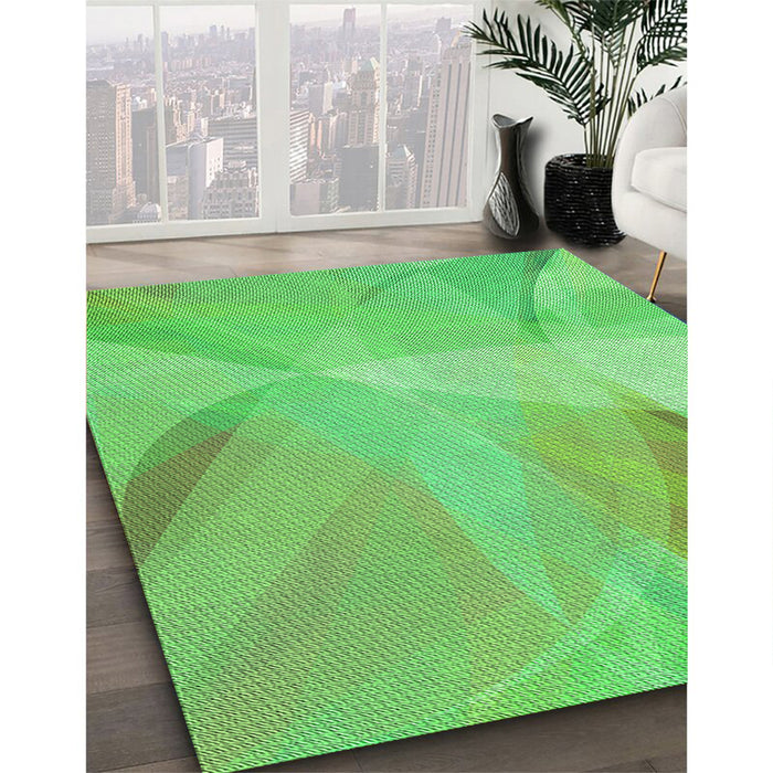 Machine Washable Transitional Neon Green Rug in a Family Room, wshpat2090grn