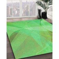 Patterned Neon Green Rug, pat2090grn