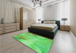 Patterned Neon Green Rug in a Bedroom, pat2090grn