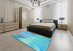 Patterned Blue Rug in a Bedroom, pat2090lblu