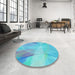 Round Patterned Blue Rug in a Office, pat2090lblu