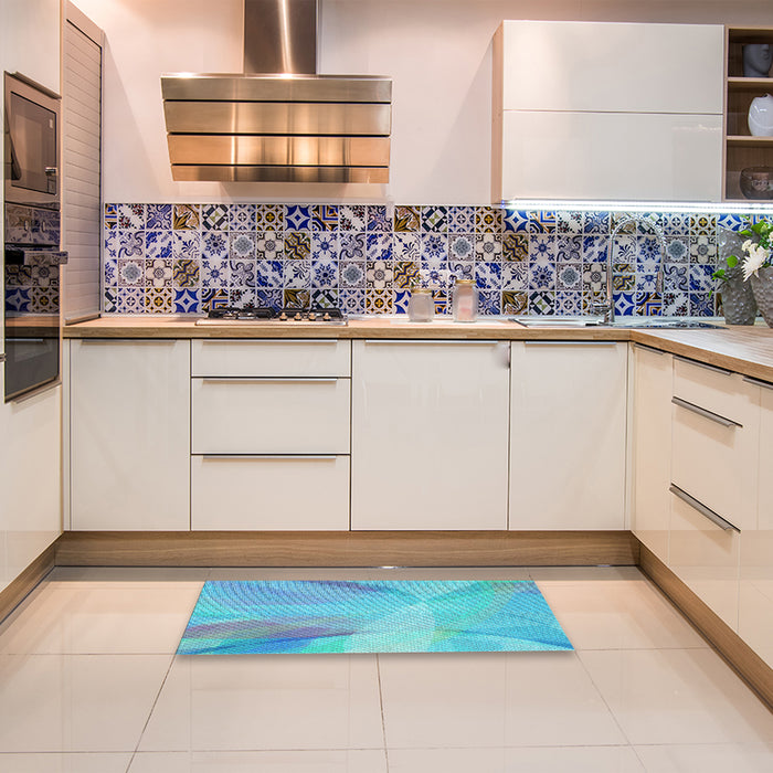 Patterned Blue Rug in a Kitchen, pat2090lblu