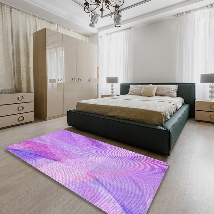 Patterned Violet Purple Rug in a Bedroom, pat2090pur