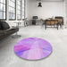 Round Patterned Violet Purple Rug in a Office, pat2090pur