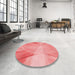 Round Patterned Red Rug in a Office, pat2090rd