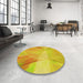 Round Patterned Yellow Rug in a Office, pat2090yw