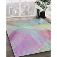 Patterned French Lilac Purple Modern Rug, pat2090