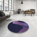 Round Patterned Night Blue Rug in a Office, pat2091blu