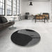 Round Patterned Midnight Gray Rug in a Office, pat2091gry