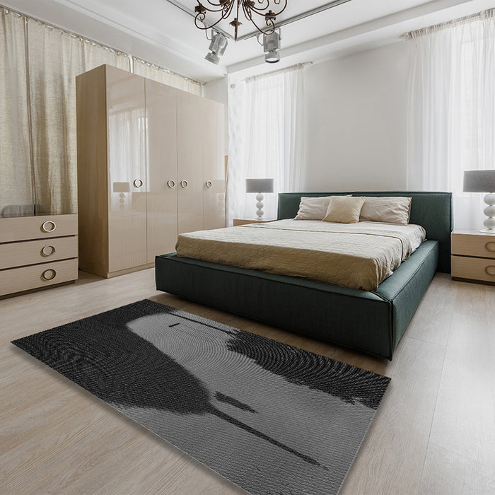Patterned Midnight Gray Rug in a Bedroom, pat2091gry