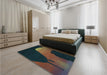 Patterned Carbon Gray Rug in a Bedroom, pat2091lblu