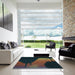 Square Patterned Carbon Gray Rug in a Living Room, pat2091lblu