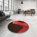 Round Patterned Crimson Red Rug in a Office, pat2091org