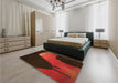 Patterned Crimson Red Rug in a Bedroom, pat2091org