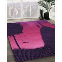 Patterned Dark Magenta Purple Rug, pat2091pur