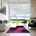 Square Patterned Dark Magenta Purple Rug in a Living Room, pat2091pur