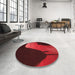 Round Patterned Cranberry Red Rug in a Office, pat2091rd