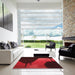 Square Patterned Cranberry Red Rug in a Living Room, pat2091rd
