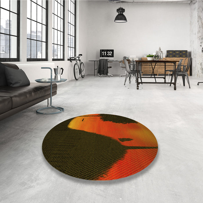 Round Patterned Saddle Brown Rug in a Office, pat2091yw