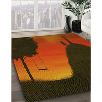 Patterned Saddle Brown Rug, pat2091yw