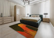 Patterned Saddle Brown Rug in a Bedroom, pat2091yw