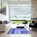 Square Patterned Sky Blue Rug in a Living Room, pat2092blu