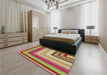 Patterned Red Rug in a Bedroom, pat2092brn