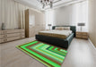 Patterned Fern Green Rug in a Bedroom, pat2092grn