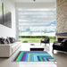 Square Patterned Purple Rug in a Living Room, pat2092lblu