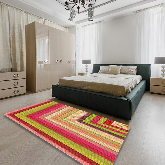 Patterned Yellow Rug in a Bedroom, pat2092org