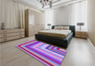 Patterned Bright Lilac Purple Rug in a Bedroom, pat2092pur