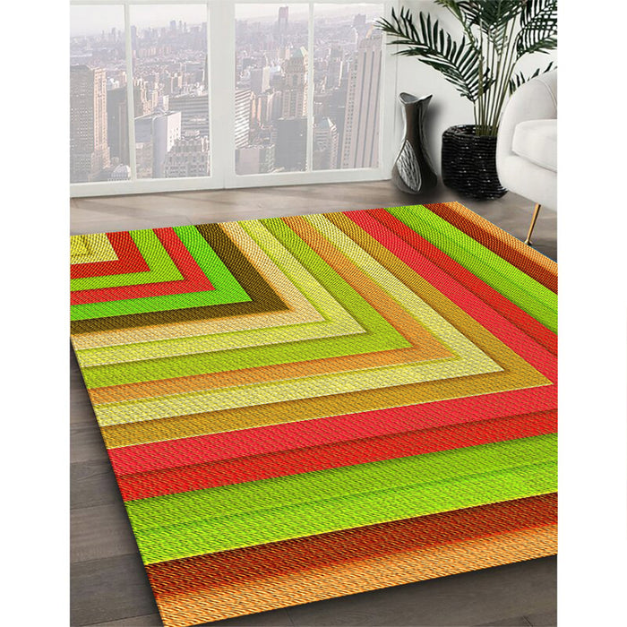 Patterned Green Rug in Family Room, pat2092yw