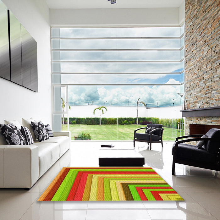 Square Patterned Green Rug in a Living Room, pat2092yw