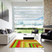 Square Patterned Green Rug in a Living Room, pat2092yw