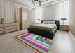 Patterned Green Modern Rug in a Bedroom, pat2092