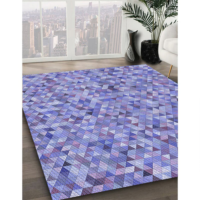 Machine Washable Transitional Jeans Blue Rug in a Family Room, wshpat2093blu