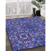 Machine Washable Transitional Light Slate Blue Rug in a Family Room, wshpat2094blu