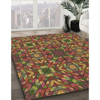 Patterned Saffron Red Rug, pat2094brn