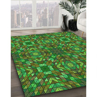 Patterned Dark Forest Green Rug, pat2094grn