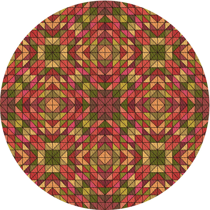 Square Patterned Tomato Red Rug, pat2094org