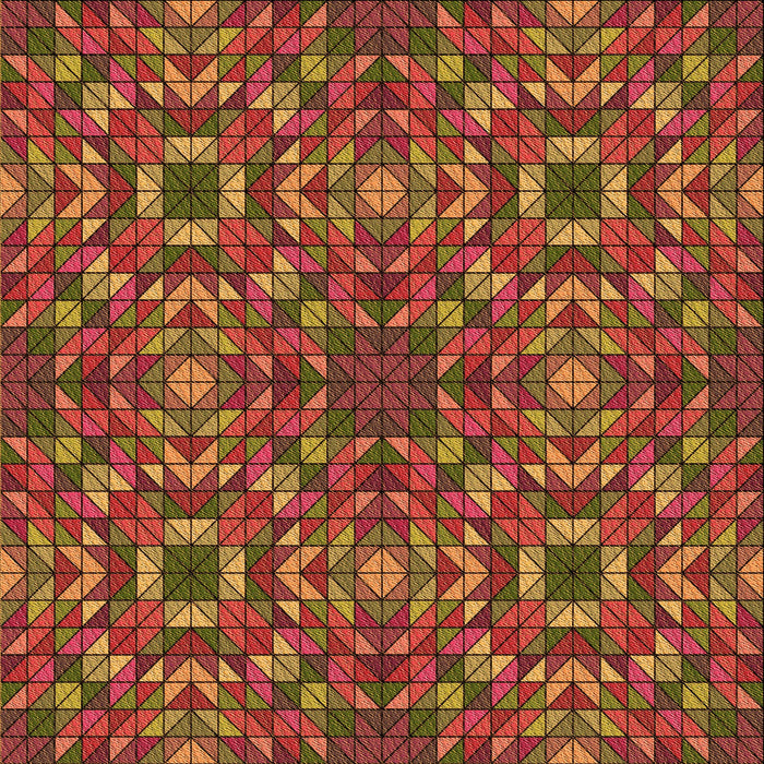 Round Patterned Tomato Red Rug, pat2094org