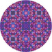 Square Patterned Dark Magenta Purple Rug, pat2094pur