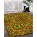 Patterned Tomato Red Rug in Family Room, pat2094yw