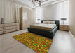 Patterned Tomato Red Rug in a Bedroom, pat2094yw