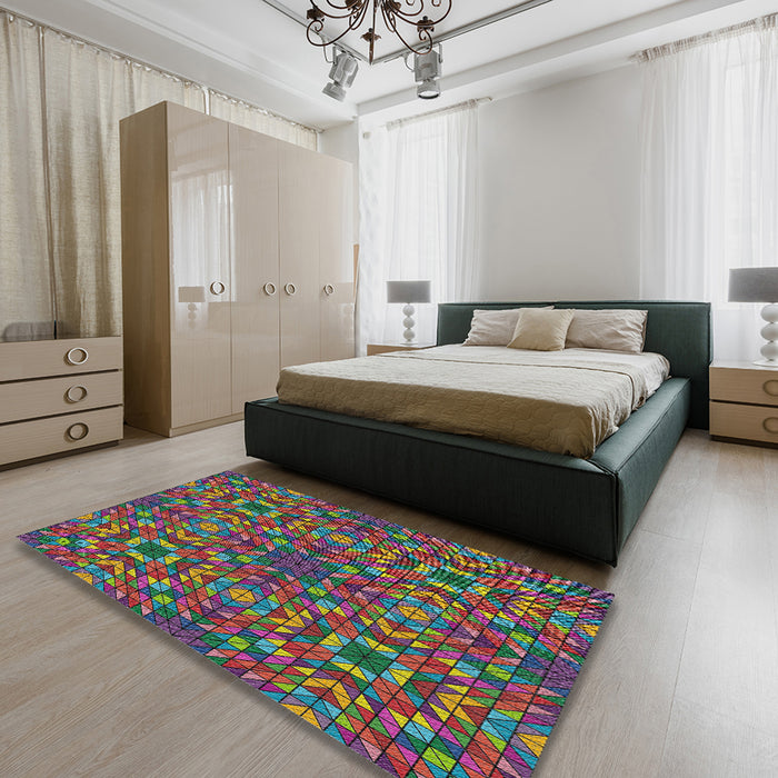 Machine Washable Transitional Green Rug in a Bedroom, wshpat2094