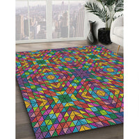 Patterned Green Modern Rug, pat2094