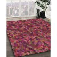 Patterned Cherry Red Rug, pat2095brn